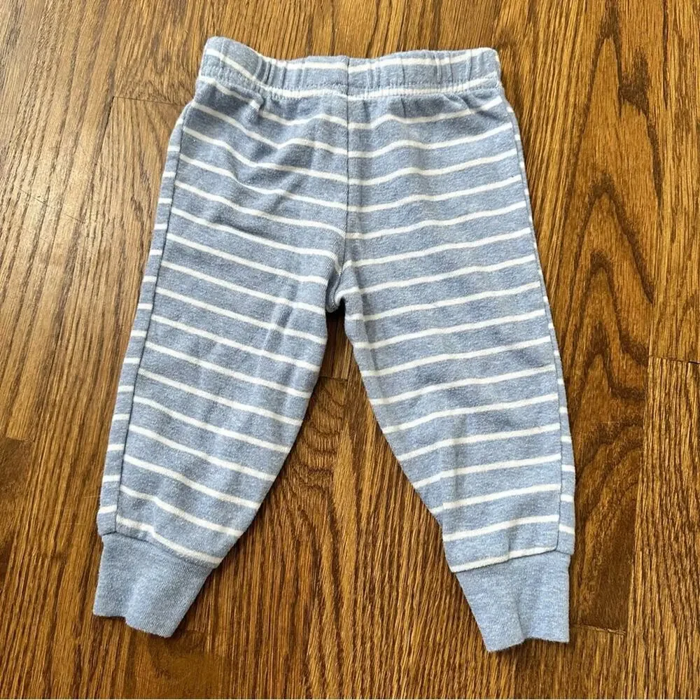 Carter’s dinosaur hoodie and striped pants outfit, size 6-9M